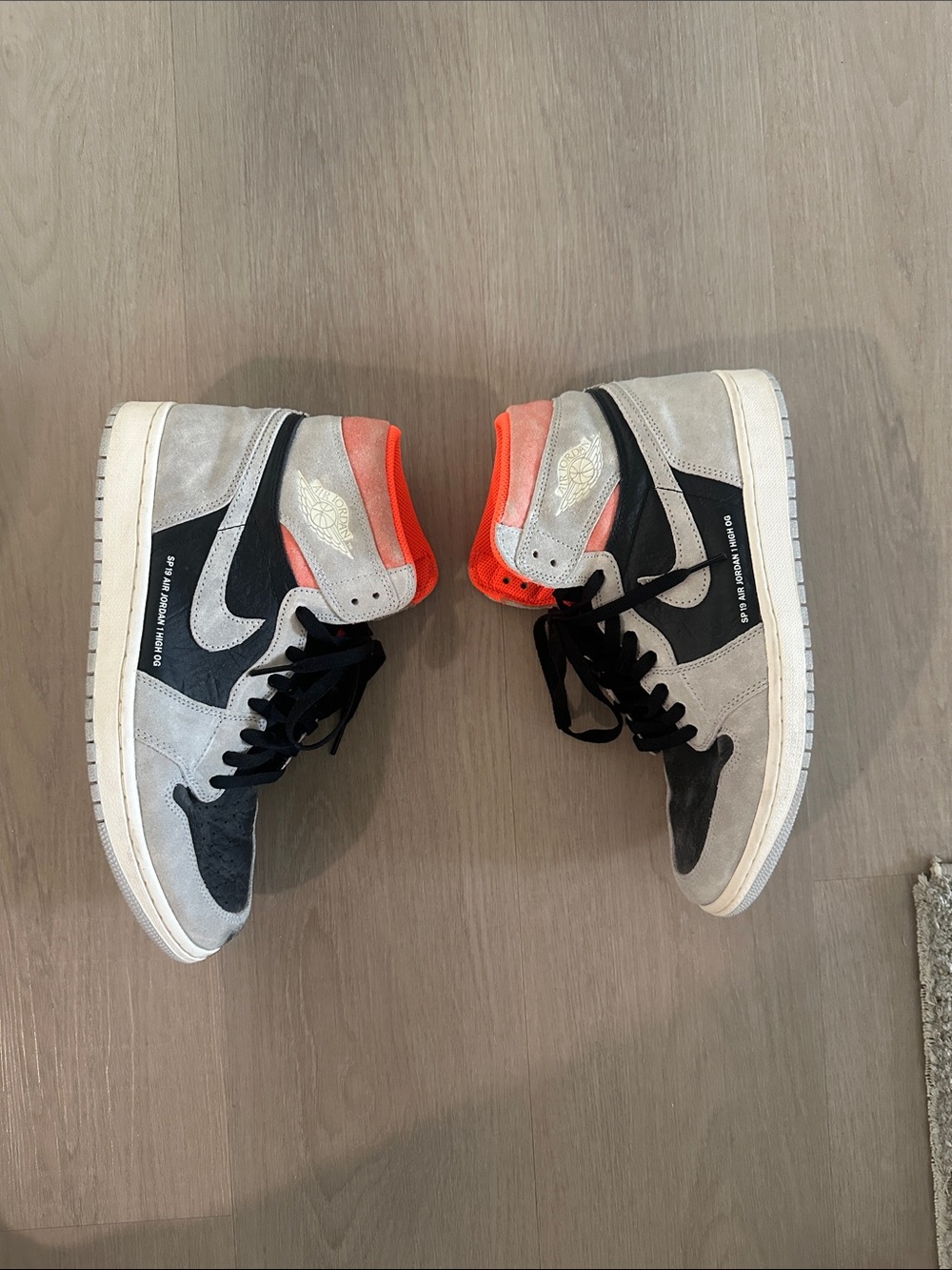 Nike Air Jordan 1 High Gray Black with Orange Heel